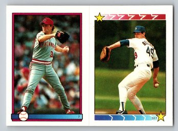 1989 Topps Sticker Charlie Kerfeld And Rob Dibble Baseball Card - Mint