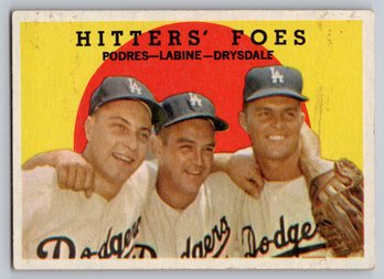 1959 Topps Johnny Podres / Clem Labine / Don Drysdale Baseball Card - VG
