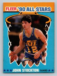 1990 Fleer John Stockton Basketball Sticker - VG