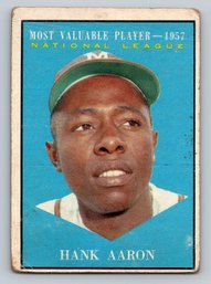 1960 Topps Hank Aaron MVP Baseball Card - Good