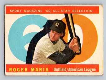 1960 Topps #565 Roger Maris All-Star Baseball Card - High # Series - G/VG