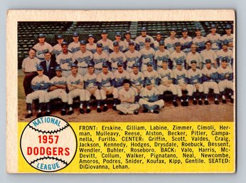 1958 Topps Brooklyn Dodgers Team Baseball Card W/ Sandy Koufax - P/G