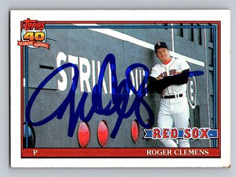 1991 Topps Roger Clemens Signed Autographed Baseball Card