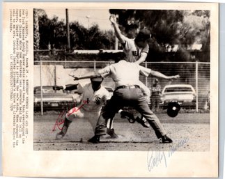 Bobby Murcer (D.2008) Luis Alvarado (D. 2001) Signed Baseball Wire Photo