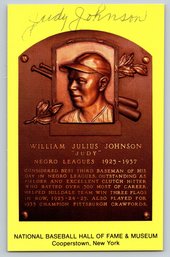 Judy Johnson (D. 1989) Negro League Signed Autographed Gold HOF Plaque Postcard
