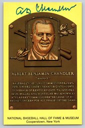 AB Chandler (D. 1991) Negro League Signed Autographed Gold HOF Plaque Postcard