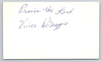 Vince Dimaggio (D. 1986) Signed Autographed Baseball 3 X 5 Index Card
