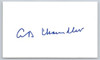 Happy Chandler (D. 1991) Signed Autographed Baseball 3 X 5 Index Card