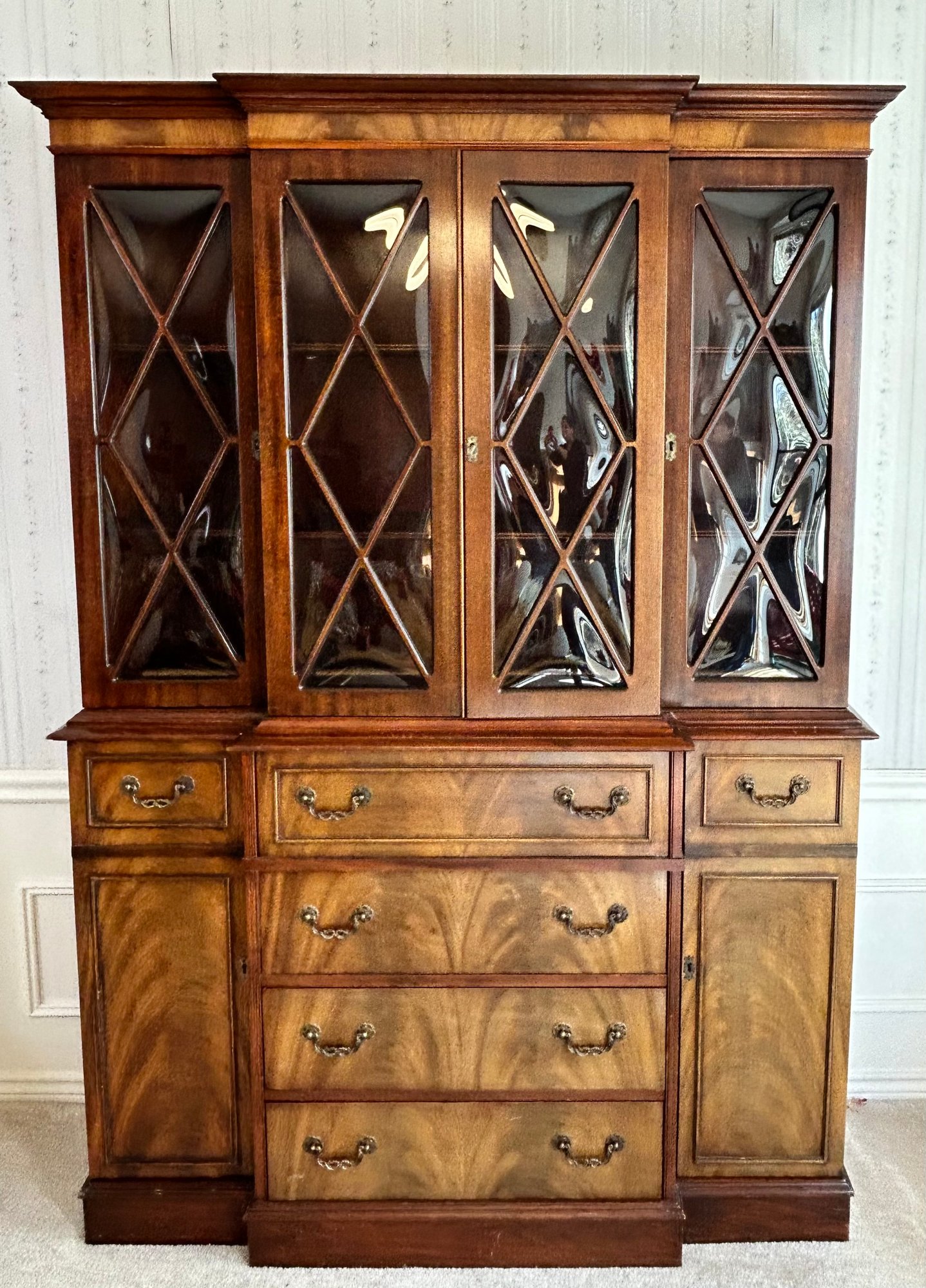 Vintage 3 Glass Door Walnut Burl Dining Hutch By Jasper Cabinet #35398 ...