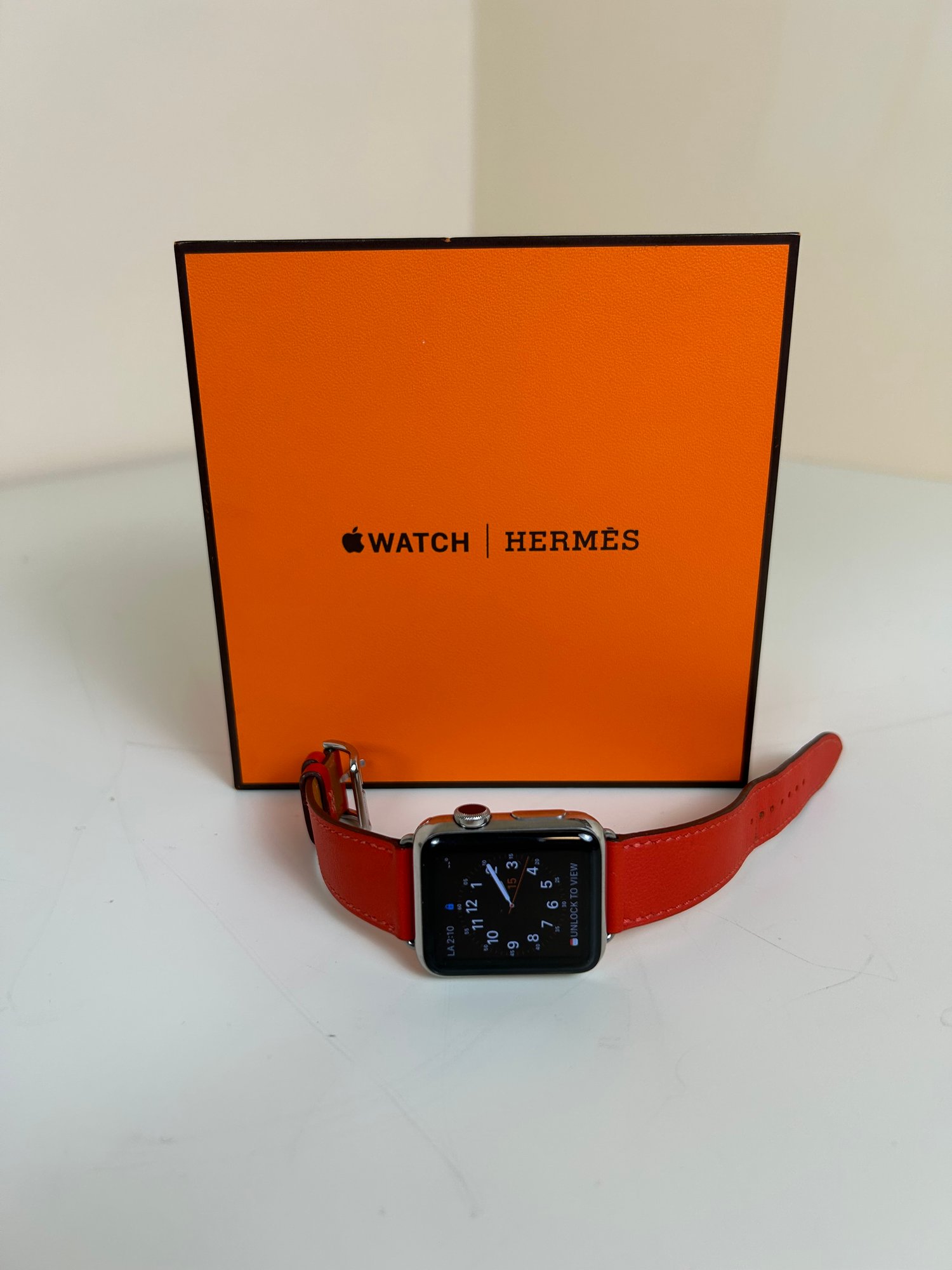 Hermes Apple Watch 38MM Case Orange Leather Band #39450