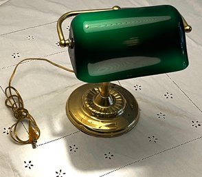 Vintage Art Deco Green Bankers Brass Desk Lamp *local Pick Up Only*