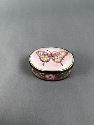 Metal And Enamel Butterfly Trinket Dish.