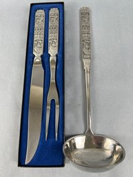 Royal Pewter Ladle, Large Fork And Knife.