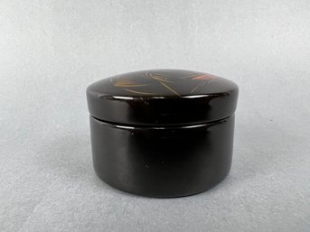 Enamel Trinket Box Depicting A Chinese Junk.