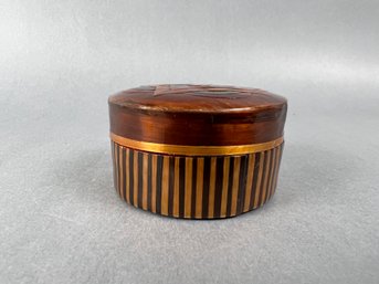 Asian Wood Trinket Box Cloth Lined.