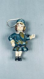 Victorian Blue Boy Porcelain Bell Christmas Ornament