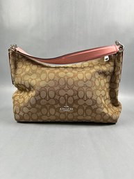 Coach Pink Leather Strap With Canvas Body