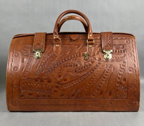 Tooled Leather Satchel/Doctor Bag - Paraguay