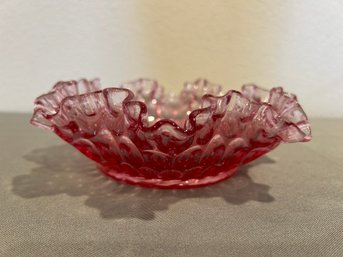 Fenton Pink Thumbprint Bowl