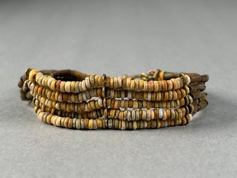 Vintage Egyptian Revival Mummy Beaded Bracelet With Toggle Clasp
