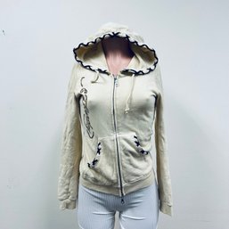 Ed Hardy Off White Cotton Zipper Front Sweatshirt - Size S