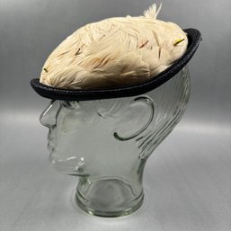 Ladies White Feather Hat On Navy Base