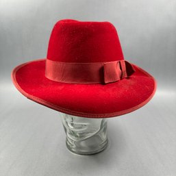 Ladies Red Wool Felt Hat By Betmar -New York