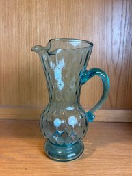Tall Glass Aqua Pitcher