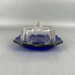 Cobalt Blue Base Covered Butter Dish