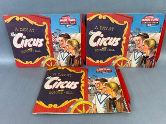 Lot Of 3 - 1954 Strathmore Magic Slate Activity Book - A Day At The Circus