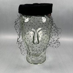 Ladies Black Velvet Hat With Veil