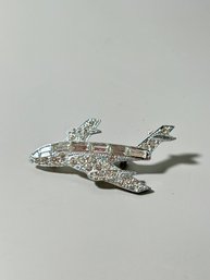 Vintage Rhinestone Airplane Brooch