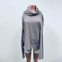 Chanel Oversized Casual Striped Cowl Neck Cotton Blend Shirt - Sz 50