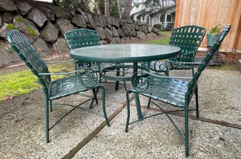 Dark Green Metal Patio Set - Table, 4 Chairs & Duck Cover