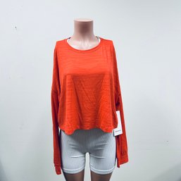 Lululemon Muscle Love LS Orange Tiger Mesh Long Sleeve Shirt - Sz 12