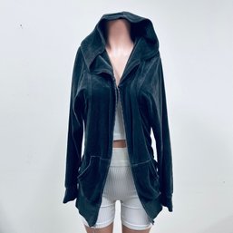 Vintage Juicy Couture Dark Gray Long Velour Zip-Up Hoodie - Sz L