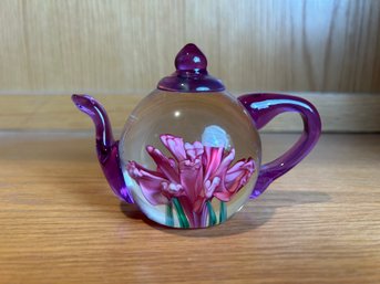 Lavender And Pink Art Glass Paperweight - Dynasty Galleries