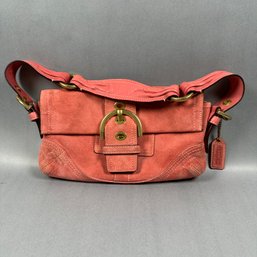 Coach Pink Suede Satchel