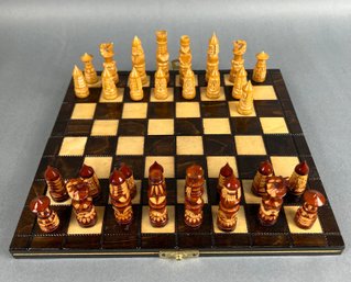 Wood Carved Small Chess Game
