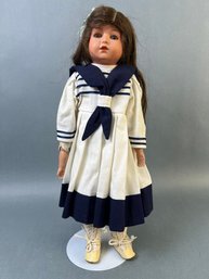 Antique German Made 15 Inch Doll With Celluloid Head And Human Hair.