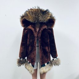 Vintage Premium Alaskan Shearling Parka With Leather Detailed Trim And Talon Zipper