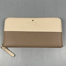Kate Spade Beige And Tan Zip Wallet