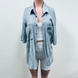 Vintage Versace Light Gray Textured Button-Down Shirt