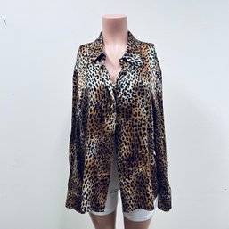St. John Collection Silk Leopard Print Blouse - Sz 16 With Tag