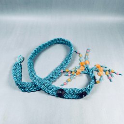 Beaded Turquoise Braided Belt