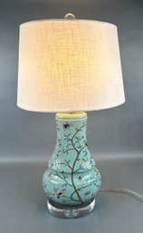 Asian Inspired Floral With Bird Design Table Lamp