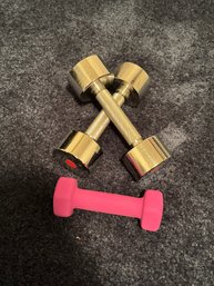 Lot Of 3 Handweights: Pair Of 8lbs & Single 3lb