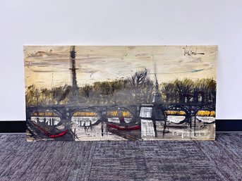 Modernist Paris Bridge Painting