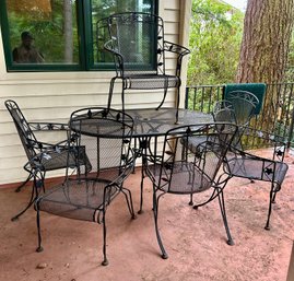 Out Door Metal Table With Six Chairs