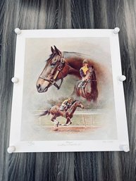 Ltd. Edition Signed Lithograph Print Titled 'Forego - Gustines & Shoemaker Up!' By Artist Fred Stone